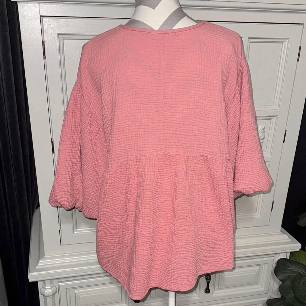 Cato Pink V-Neck Women's Gauzy Top Size Large - Picture 7 of 10